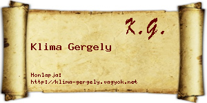 Klima Gergely névjegykártya